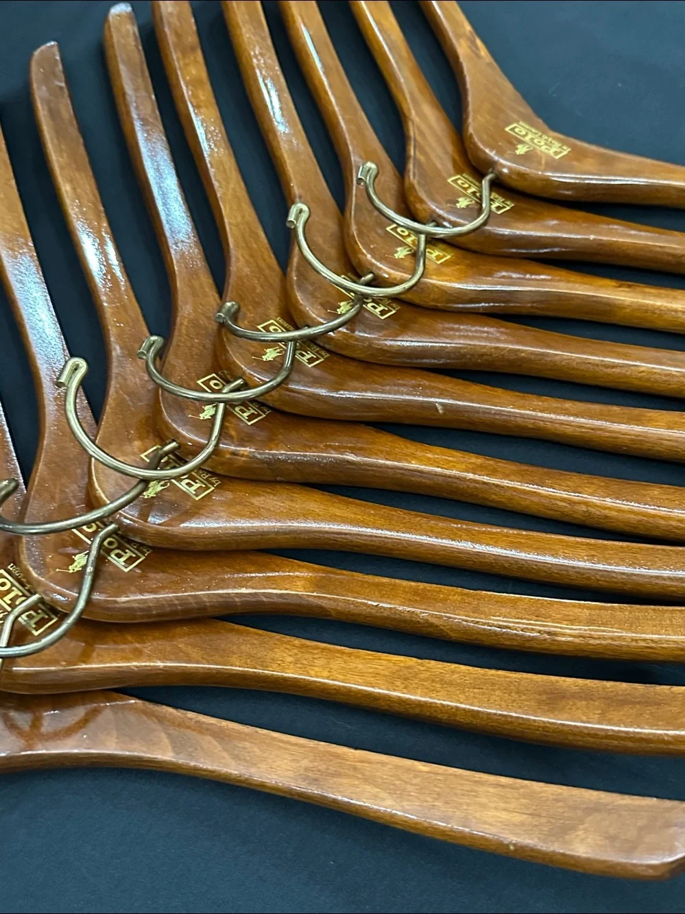 Polo Ralph Lauren With Pony Solid Wood Vintage Hangers - Lot of 10
